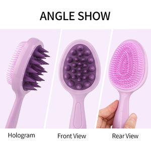 Brosse à cheveux démêlante double face en plastique avec logo personnalisé, brosse anti-démangeaisons, masseur du cuir chevelu, brosse à shampooing pour le nettoyage des cheveux - Product Image 4