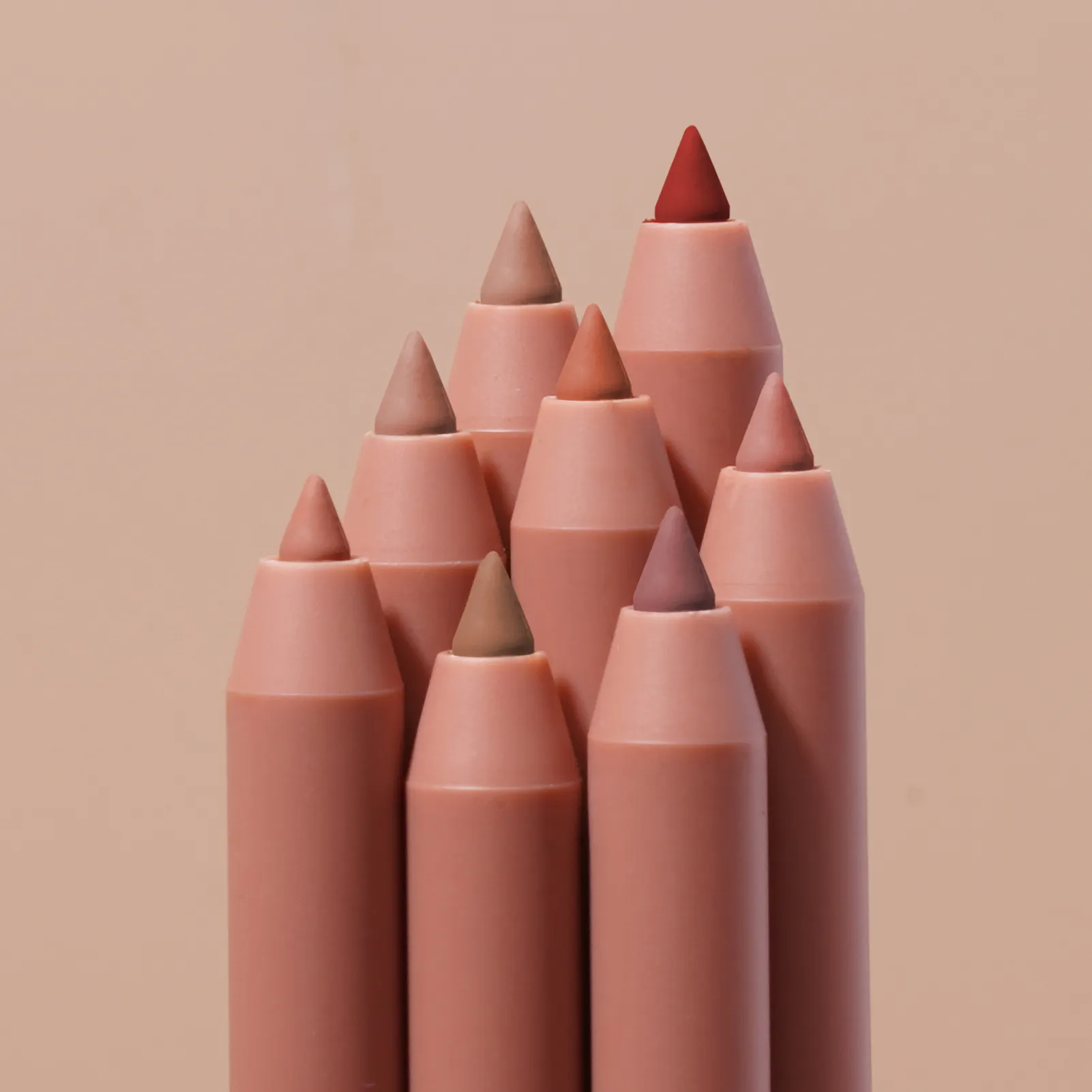Light Brown Nude Tan Lip Liner Sharpener Waterproof Lipstick Lip Gloss Combo Bundle Matte Creamy Custom Lip Pencil
