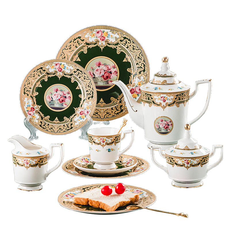 Luxury Bone China 22 Pcs Tea Cup & Saucer Set with Teapot, OEM