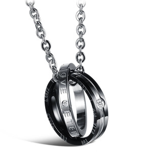 Kalung liontin cincin cinta selamanya pasangan perhiasan pernikahan trendi Kristen keagamaan rantai Tautan baja tahan karat untuk pria wanita - Product Image 5