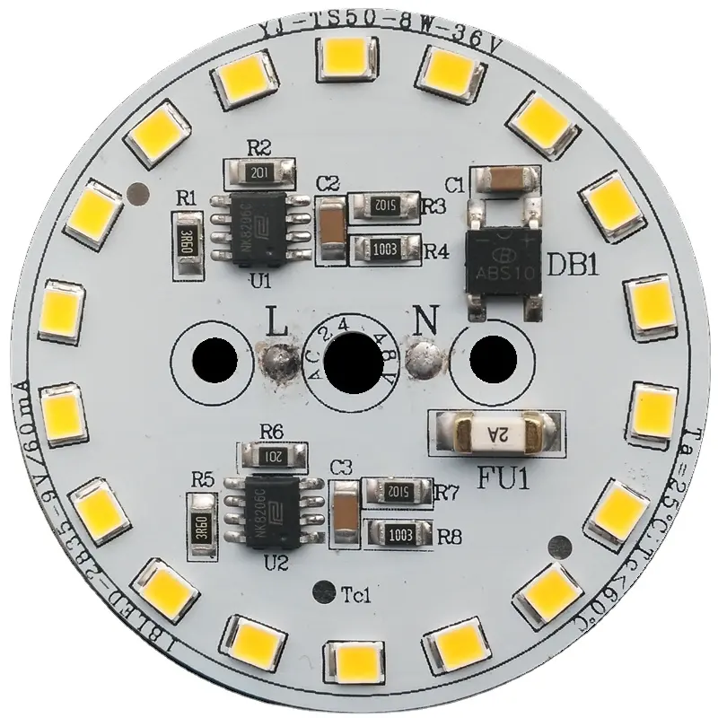 Módulo LED PCB DOB sin conductor para bombilla y luz descendente, certificado CE RoHS FCC c-tick 8W AC36V / 24V/12V, 12V