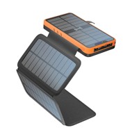 Cargador solar USB C para exteriores de 25000mAh, Banco de energía de carga rápida portátil 3A con 4 paneles solares y función de carga inalámbrica