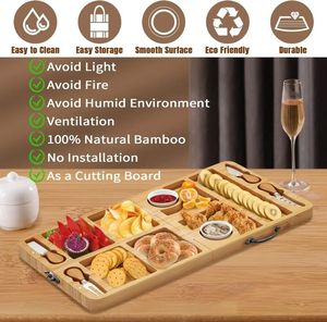 Boîte cadeau pliable pour plateau à fromage, plateau à charcuterie pour pique-nique avec couteau de service, ensemble de plateau à charcuterie et à fromage pour voyage - Product Image 2