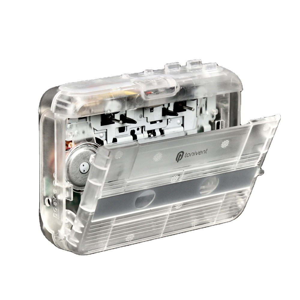 Baladeur Bluetooth avec radio FM Stéréo Lecteur de cassettes transparent personnalisé pour cadeau de Noël