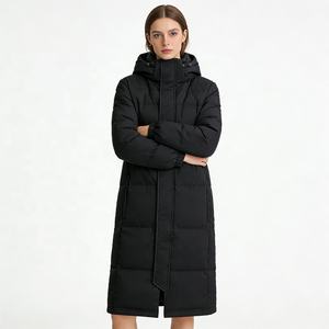 Veste d'hiver Boying pour <span class=keywords><strong>femme</strong></span>, <span class=keywords><strong>longue</strong></span>, au-dessus du genou, épaisse, ample, en nylon, écologique, coupe-vent, avec capuche amovible, style couple - Product Image 2