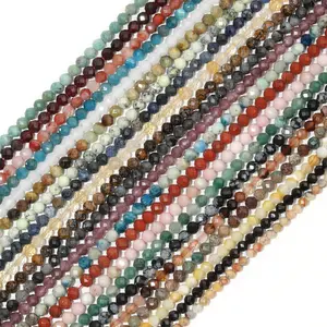 Cuentas de Piedra Natural de Apatita, Ópalo y Citrino Facetadas 2/3/4/MM en Tiras para Accesorios de Collar y Fabricación de Joyería - Product Image 2