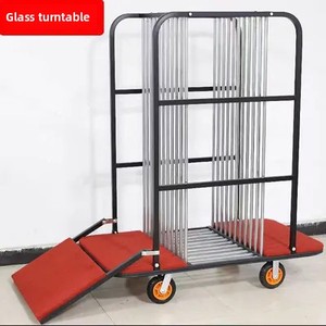 Carrello portaoggetti girevole in vetro temperato per hotel, tavolo <span class=keywords><strong>da</strong></span> <span class=keywords><strong>pranzo</strong></span>, carrello per la raccolta e il trasporto, carrello salva-lavoro per sedie con ruote universali - Product Image 1