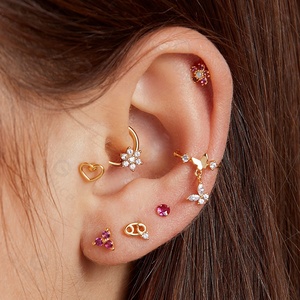 Gemnel neueste Horoskop zwölf Sternbilder einfache Tierkreis Mini Piercing Ohr stecker CZ 925 Silber Damen Moissan ite Ohrringe - Product Image 3