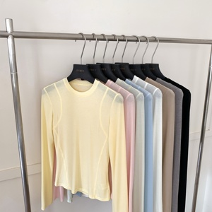 Tunique légère et douce pour femme, col rond, manches longues, coupe ajustée, style <span class=keywords><strong>basique</strong></span> <span class=keywords><strong>simple</strong></span>, collection Printemps - Product Image 6