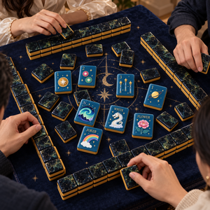 Juego de Mahjong de Diseño con Fichas de Acrílico Premium con Diseño de Estrella, Brújula y Loto - Product Image 6