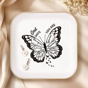 Personalized Ceramic <b>Ring</b> Dish Custom Text Logo Trinket Tray Decorative Jewelry <b>Plate</b> Small Square Catchall Tray for Earrings - Product Image 5