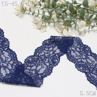 Ruban de dentelle bleu foncé de 5 cm de large, non extensible, bordure en dentelle pour la décoration de vêtements, matériel de couture
