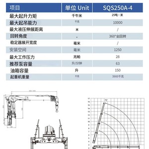 Grúa de Brazo Recto SqS250A-4 para Camiones, Capacidad de Elevación de 10T, Momento de Carga de 25Tm, Grúa de Servicio Pesado para Construcción y Logística - Product Image 1