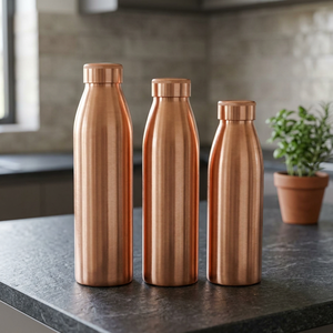 Bouteille d'eau pliable en cuivre certifiée, écologique, résistante à l'eau bouillante, 350ml-1000ml, revêtement anti-corrosion, compatible lave-vaisselle - Product Image 1