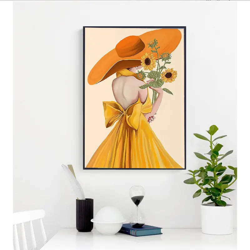 Custom Picture Sunflower And Girl Decorations For Home Figure & Portrait Paintings Magic Cube Drill Diamond Picture