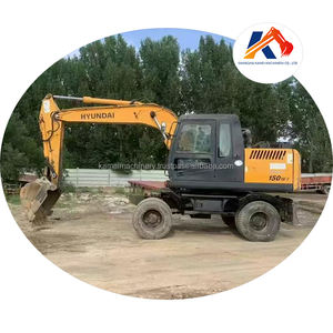 Excavadora de ruedas diésel hidráulica usada Original Hyundai 150W-7, tamaño mediano, excelentes condiciones de trabajo, núcleo de engranaje, precio bajo, venta - Product Image 1