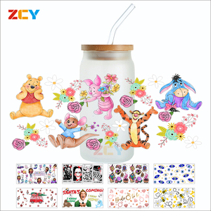 <strong>Love</strong> Heart Horror Cartoon Halloween Design UV for DTF Cup Wrap 16oz Libby <strong>Glass</strong> <strong>Bottle</strong> Mugs Waterproof Washable Cold Transfer - Product Image 3