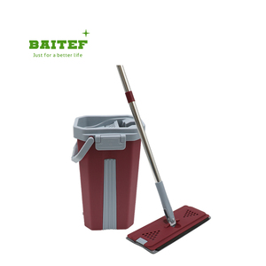 Oem Tùy Chỉnh Sợi Nhỏ Lau Phẳng Với Cực Thép Hộ Gia Đình Làm Sạch Tay Miễn Phí Bóp Ma Thuật Xô Đặt Cho Làm Sạch Sàn Nhà - Product Image 3