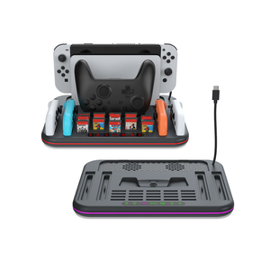 <span class=keywords><strong>Support</strong></span> de refroidissement tout-en-un pour Nintendo Switch 2/NSPRO/OLED, base de charge multifonctionnelle avec double ventilateur et 20 emplacements pour cartouches - Product Image 4