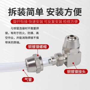 Codo de Conexión Rápida de Cobre Niquelado Huihong, Conector de Manguera de Aire de 6 mm, Accesorio Neumático de 90 Grados - Product Image 1