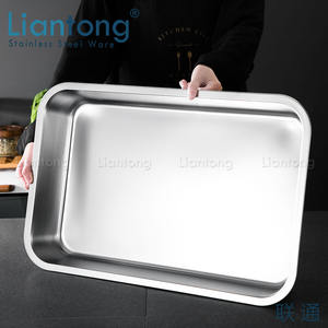 Approvisionnement d'usine en acier inoxydable 201 matériel litière pour chat bord roulé plateau profond récipient de service de nourriture casserole - Product Image 5