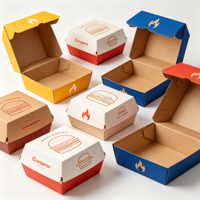 Boîte à hamburger pliable en carton blanc écologique, robuste, 2 cm, impression personnalisée, compostable, fournie par une usine chinoise