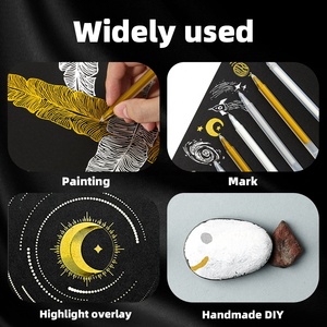 Nghệ Thuật Cổ Điển Mới Nổi Bật Vàng Bạc Trắng Đen Màu Học Sinh Trung Học Vẽ Tay Tự Làm Thủ Công Bút Văn Phòng Phẩm Tùy Chỉnh 3 cái/túi - Product Image 4