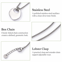 Collier pendentif en acier inoxydable, couleur argent, forme de cœur, chaîne minimaliste, 750 mm + 50 mm réglable, bijoux unisexes