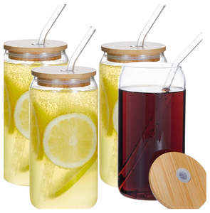Verres transparents <span class=keywords><strong>à</strong></span> boire avec couvercles en bambou pour servir du <span class=keywords><strong>café</strong></span> - Product Image 5