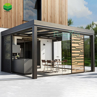 Système de toit à persiennes étanche Hardtop Alun Barbecue Garden Bioclimatic Pergola Supports 4X4 Kit Pour l'extérieur