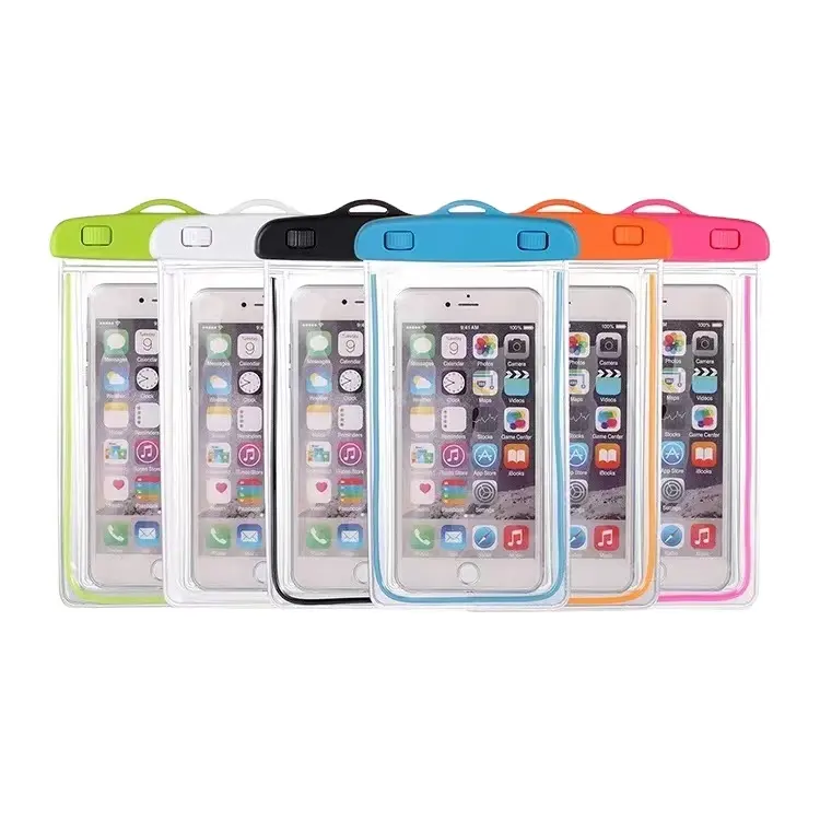 PVC Luminous frame Waterproof mobile pouch Beach Cell Phone pouch Swimming bag luminous Waterproof Consumer Electronics bag