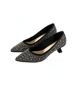 Women's Rhinestone Flat Pumps Pointed Toe Slip-On Dress <b>Shoes</b> Beaded Banquet Occasion Footwear - Product Image 1