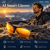 Lunettes de soleil intelligentes d'extérieur L01 avec traduction IA, verres interchangeables pour appels sans fil, chargement magnétique, monture PC