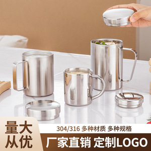 Stainless Steel Double Wall Insulated <b>Mug</b> With Lid 304 Coffee Cup For Children Outdoor <b>Camping</b> Gift - Product Image 4