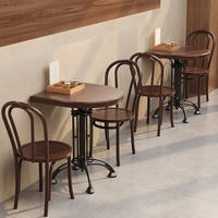 Ensemble table et chaises de restaurant en bois massif, design nordique moderne, 2 places, écologique et durable, pour café, pâtisserie, hôtel