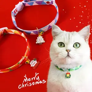크리스마스 만화 패턴 고양이 작은 개 목걸이 펜던트 벨 안전 버클 칼라 강아지 토끼 목걸이 애완 동물 용품 액세서리
