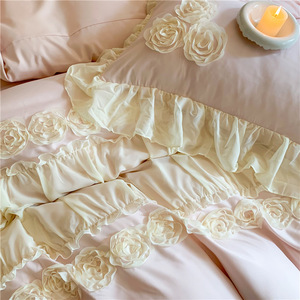 Ruffle Bộ Đồ Giường <span class=keywords><strong>Set</strong></span> Với Bowtie 4 Mảnh Comforter Bìa <span class=keywords><strong>Set</strong></span> Với Dây Kéo Đóng Cửa Cô Gái Bộ Đồ Giường Với Gối - Product Image 2
