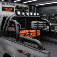 Barre de protection tout-terrain pour benne de pick-up avec support intégré pour barre lumineuse de toit et grille de protection pour vitre arrière