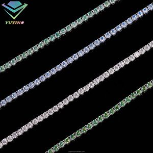 In Stock 925 Silver Hip Hop Jewelry 2mm to 5mm VVS Moissanite Diamond Round Brilliant Cut Tennis Chain Bracelet Blue <b>Green</b> <b>Gift</b> - Product Image 6