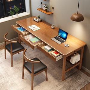 Nordic <b>Solid</b> <b>Wood</b> <b>Desk</b> 1.6M 1.8M With Bookshelf Study Office Computer <b>Desk</b> Modern Minimalist Design - Product Image 3