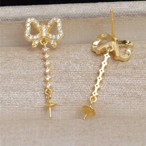 Boucles d'oreilles papillon en argent S925 avec incrustation de perles de 10 à 14 mm, porte-accessoires de bijoux DIY vide, JG5233 - Product Image 2