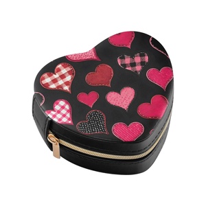 Hot Sales Custom Logo Print PU Leather Travel Accessory Jewellery <b>Small</b> <b>Storage</b> Organizer Black Heart-shape Jewelry <b>Box</b> for Gift - Product Image 2