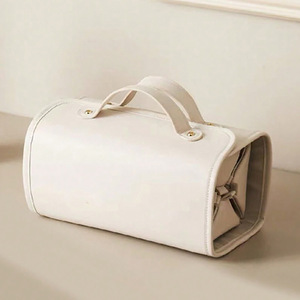 Sac de rangement portable grande capacité pour voyage, étanche, en PU, avec fermeture éclair, organiseur de maquillage pour femmes, poignée supérieure, LOGO personnalisé - Product Image 1