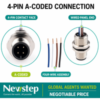Kabel Sensor Perakitan Panel Mount Tahan Air IP67 M12 4/5-Pin dengan Konektor Bundar PG9 Berlapis Emas Tembaga