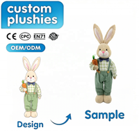 Peluche personnalisée Lapin de Pâques, jouet en peluche doux, lapin en peluche avec vêtements, vente en gros OEM ODM, logo personnalisé, décoration intérieure, cadeau pour enfants