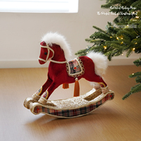 Ornement de cheval à bascule en velours pour Noël, figurine décorative nordique de cheval à bascule de Noël, ornement de cheval de Noël pour décoration de bureau