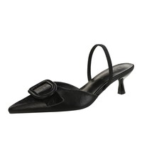 9727-AK333 Chaussures pour femmes à bout pointu en cuir artificiel, style européen et américain, tendance, avec boucle décorative, sexy