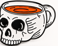 Tasse à café moderne en émail métallique motif tête de squelette, vente en gros fabricant, pour Halloween, café, bar, barista, boisson matinale, cadeau personnalisé
