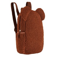 Vente en gros de jolies oreilles d'ours en peluche sac à dos en polyester pour enfants à la mode sac en cachemire avec fermeture à glissière