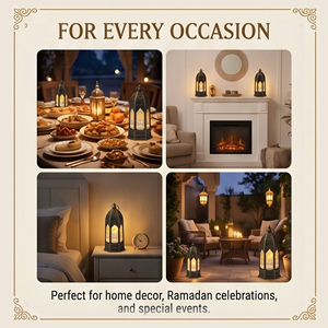 Lanterna a LED a Forma di Candela, Lampada da Esterno IP44, Decorazione Islamica per Ramadan ed Eid <span class=keywords><strong>Mubarak</strong></span>, Ornamento Mediorientale Sospeso per Casa - Product Image 2